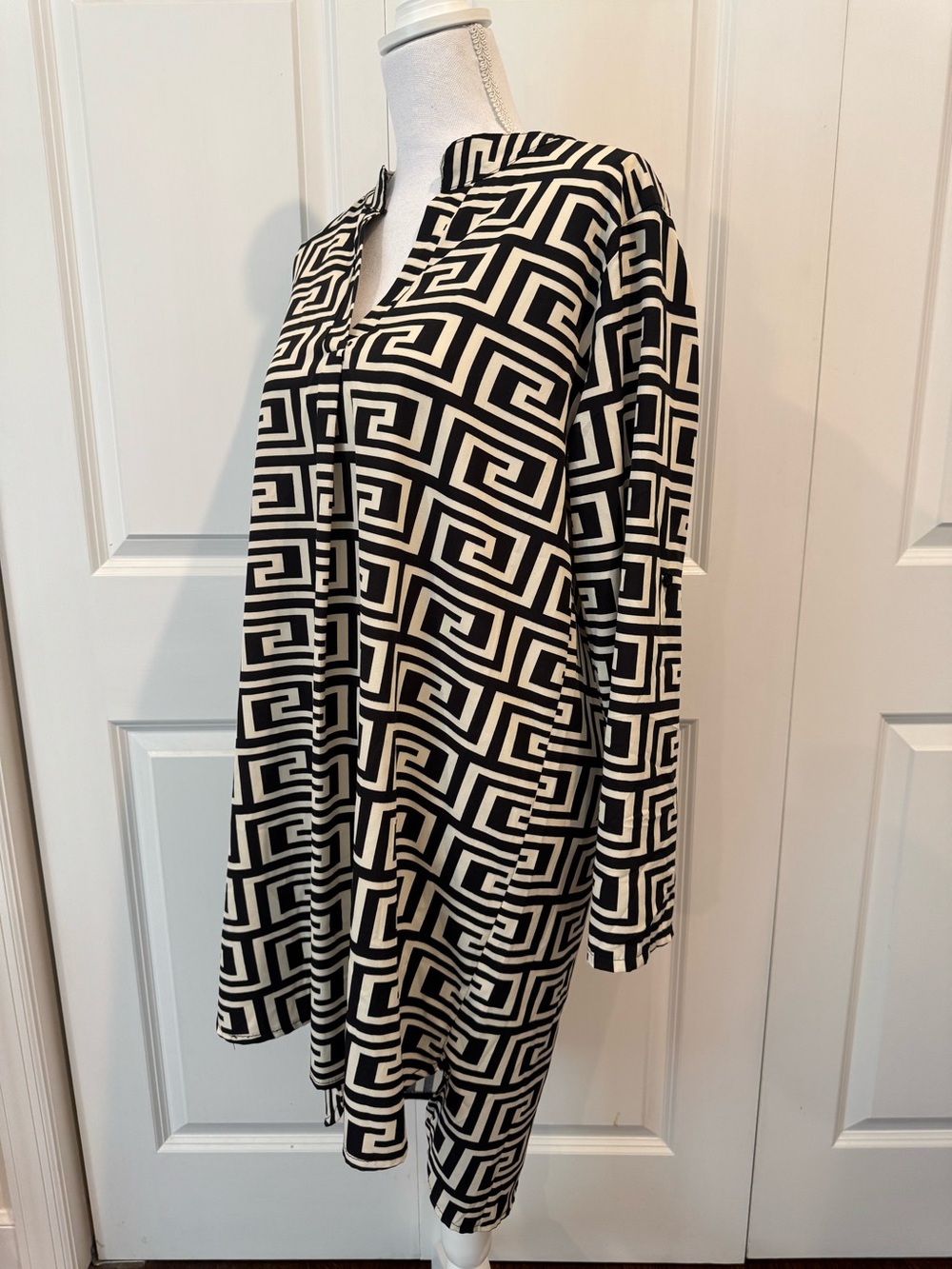 Made in Italy (PY) ❤️ Geometric Greek Key Tunic Shirt Dress M/L. - Picture 3 of 15